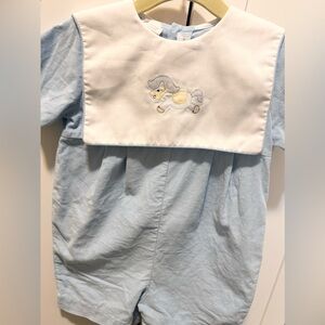 Boys Smocked Kids Romper with Embroidered Pony